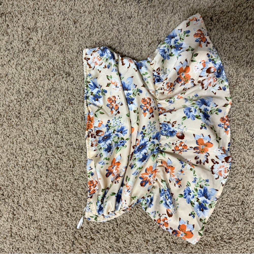 SHEIN Floral Print Skirt with Orange and Blue Accents